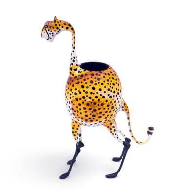 Leopard Office,'Painted Papier Mache and Calabash Gourd Leopard Pen Holder'