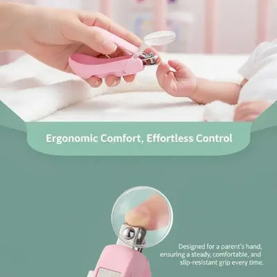 Baby Nail Clippers with Magnifying Glass Safe Anti-Pinch Infant Nail Cutter Kit for Newborn Toddler Kids Home Nursery Care