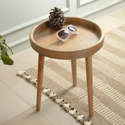 Luster of the Tropics,'Mango Wood Accent and Side Table with Natural Grain Patterns'
