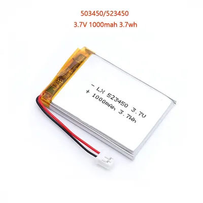 523450/503450, batterie lithium-polymère rechargeable 3,7 V, 1000 mAh, connecteur PH2.0 à 2 broches, pour smartphone, haut-parleur, GPS, radio.
