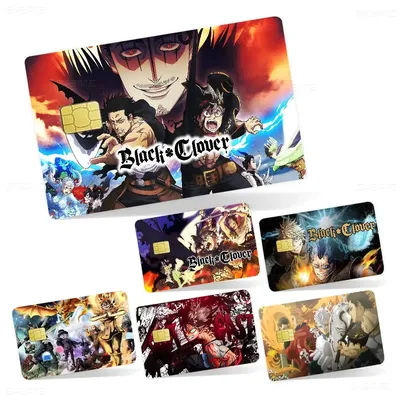 Autocollant de dessin animé japonais B-Black C-Clover pour carte de crédit, carte de débit, carte bancaire, carte de bus