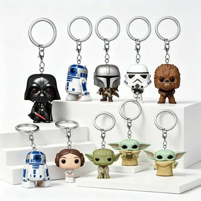 Keychain Obi-wan Kenobi The Child Baby Yoda with Cup Boba Fett the Mandalo Pocket PVC Figure Toys Keyring