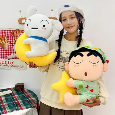 30-60cm Crayon Shin-chan Plush Toys Cartoon Kawaii Plushie Anime Pillow Sofa Back Stuffed Nohara Shiro Gift for Childrens Xmas