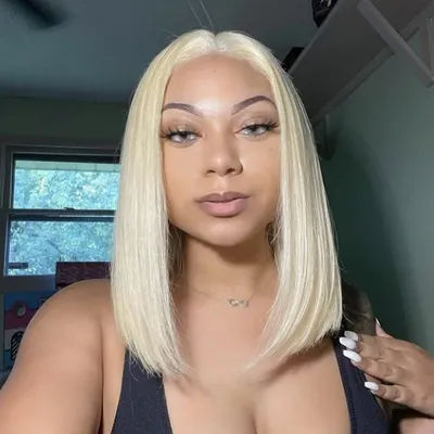 613 Blonde Blunt Bone Straight Bob Human Hair Wig 13x4 HD Swiss Transparent Lace Frontal Wig Bleached Knots Pre Plucked Natural Hairline Baby Hair