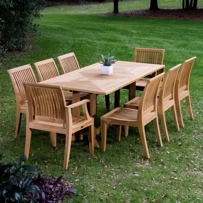 9pc Laguna Pyramid Teak Dining Set