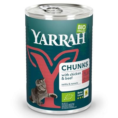 12x405g Chunks Organic Chicken & Organic Beef with Organic Nettle & Organic Tomato Yarrah wet cat food