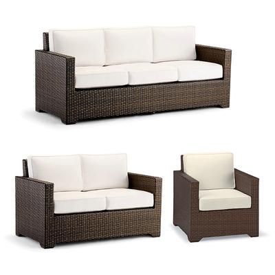 Small Palermo Replacement Cushions - Ottoman, Standard, Snow with Logic Bone Piping - Frontgate