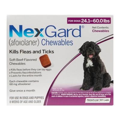 Nexgard Chewables For Large Dogs 24.1-60 Lbs (Purple) 68mg 6 Chews