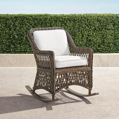 Hampton Rocking Chair in Driftwood Wicker - Standard, Sailcloth Cobalt with Natural Piping - Frontgate
