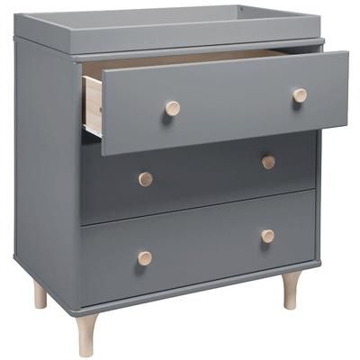 Babyletto Lolly 3-Drawer Changer Dresser, KD w/Removable Changing Tray - Grey/Washed Natural