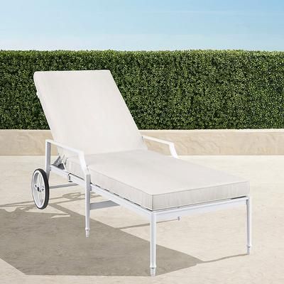 Grayson Chaise Lounge with Cushions in White Aluminum - Standard, Indigo with Canvas piping - Frontgate