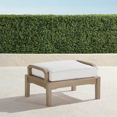 Cassara Ottoman with Cushion in Weathered Teak - Sunbrella Rain, Rain Sailcloth Aruba - Frontgate