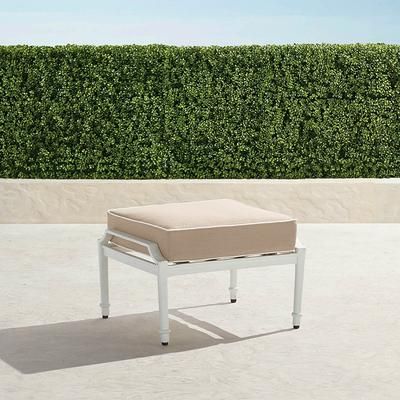 Grayson Ottoman with Cushion in White Aluminum - Standard, Cara Stripe Cobalt - Frontgate
