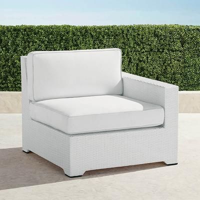 Palermo Modular Seating Collection in White Wicker - Right-facing Chair, Standard, Rumor Vanilla - Frontgate