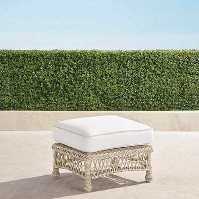 Hampton Ottoman in Ivory Wicker - Standard, Cara Stripe Cobalt - Frontgate