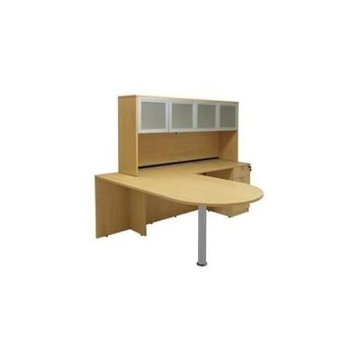 Maple Peninsula L-Shaped Desk w/Hutch