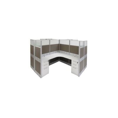 12'W x 12'D x 67"H Premium Series Complete 4-Person Cluster Office Cubicle w/Files