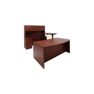 Cherry Electric Lift Adjustable Bridge U-Desk w/Hutch