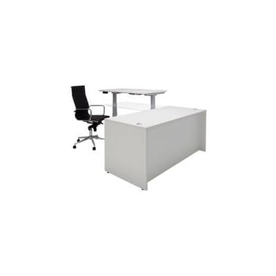 66"W Manager's L-Desk w/Electric Lift Height Adjustable Return