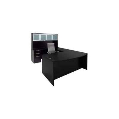 Black Conference U-Shaped Office Desk with Hutch