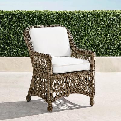 Set of 2 Hampton Dining Arm Chair in Driftwood Wicker - Standard, Sailcloth Salt - Frontgate