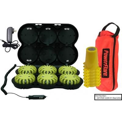 Powerflare 6-Position Cone Adapter Kit with Rechargeable 6-Pack of Magnetic PowerFlare Lights Infrared Yellow Shell CKT-PF6P-210RM-I-Y