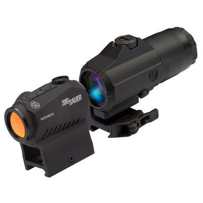 SIG SAUER Romeo5 Red Dot Sight 2 MOA Dot M1913 Black Juliet3 3x Magnifier Black Medium SORJ53101
