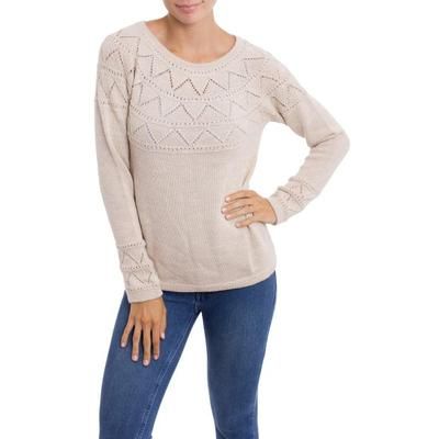 Peruvian Evening in Alabaster,'Knit Alabaster Baby Alpaca Pullover Sweater from Peru'