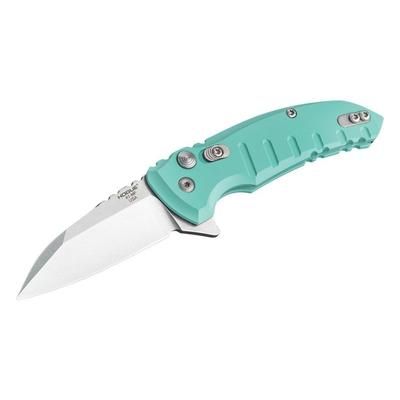 Hogue X1-Microflip 2.75in Folder Wharncliffe Blade Tumble Finish Alum Frame Aquamarine 24163