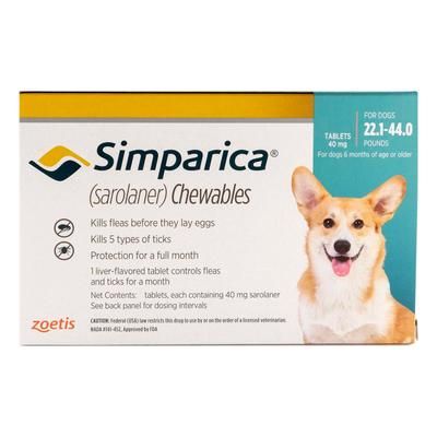 45% Off Simparica for Dogs 22.1-44 Lbs (Blue) 3 Doses