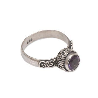 Shadow Of The Crown,'Amethyst Single Stone Ring in Sterling Silver'