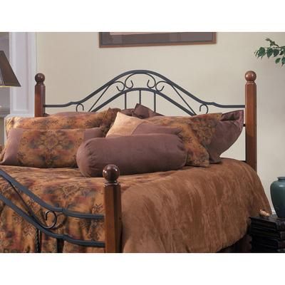 Hillsdale Furniture Madison Full/Queen Metal Headboard with Cherry Wood Posts, Textured Black - 1010HFQ