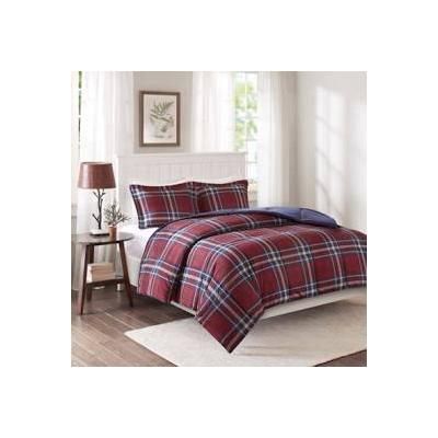 Madison Park Essentials Bernard Twin/Twin XL 3M Scotchgard Down Alternative Comforter Mini Set in Red - Olliix BASI10-0398