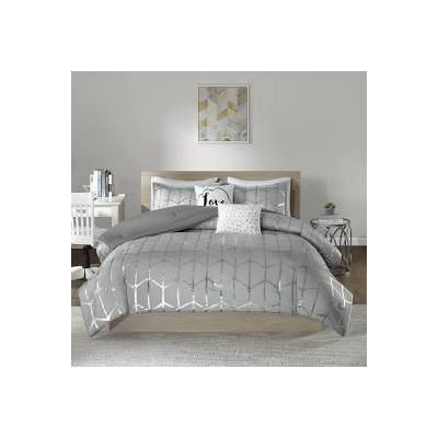 Intelligent Design Raina Twin/Twin XL Comforter Set in Grey/Silver - Olliix ID10-1243