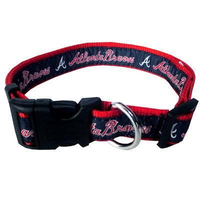 Atlanta Braves MLB Dog Collar, Large, Blue / Red