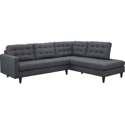 Empress 2 Piece Upholstered Fabric Right Facing Bumper Sectional - East End Imports EEI-2797-DOR