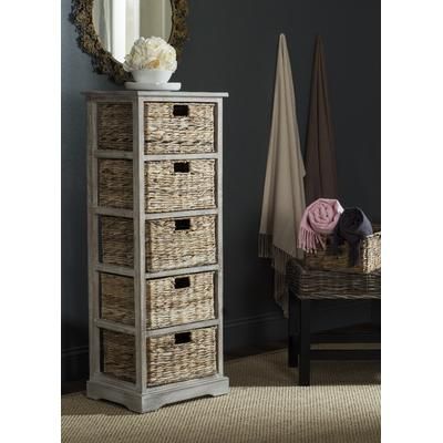 Vedette 5 Wicker Basket Storage Tower in Vintage White - Safavieh AMH5739E