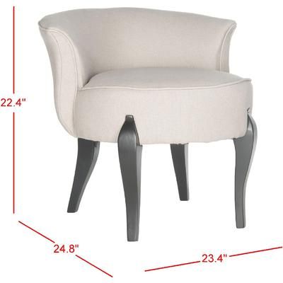 Mora French Leg Linen Vanity Chair in Taupe/Black - Safavieh MCR4692A