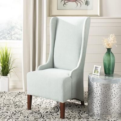 Becall 20''H Linen Dining Chair in Seafoam Green/Cherry Mahogany - Safavieh MCR4501J