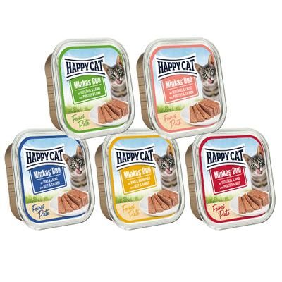 Happy Cat Minkas Duo 48 x 100 g - 5 gusti: 3 misti con Pollame + 2 misti con Manzo