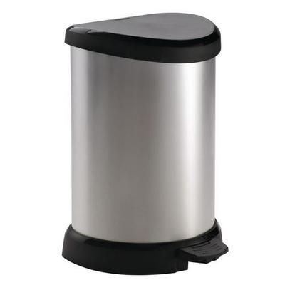 Poubelle À Pédale Decobin 15l Argent/noir - Curver