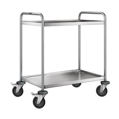 Chariot Inox Avec Rebords De Sécurité - 2 Plateaux - Force 120 Kg - B PRO