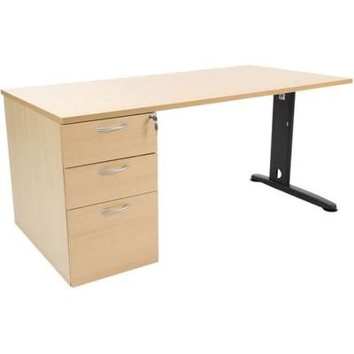 Bureau 160 Cm Avec Caisson Porteur Pied Métal T.1315 - Manutan Expert