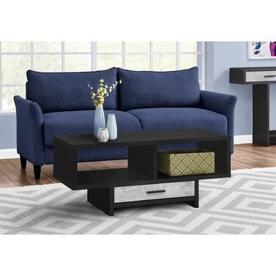 "Coffee Table / Accent / Cocktail / Rectangular / Storage / Living Room / 42" L / Drawer / Laminate / Black / Grey / Contemporary / Modern - Monarch Specialties I 2810"