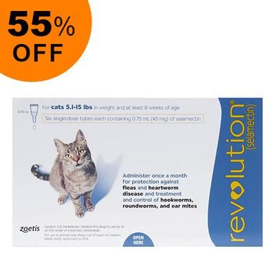 Revolution For Cats 5 -15lbs (Blue) 6 Doses - Get 55% Off Today