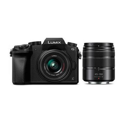 Panasonic Lumix G7 Mirrorless Camera with 14-42mm and 45-150mm Lenses (Black) DMC-G7WK