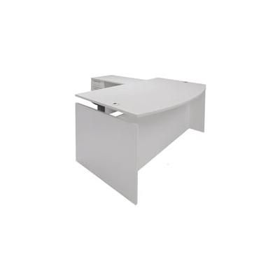 White Adjustable Height Bow Front L-Shaped Desk