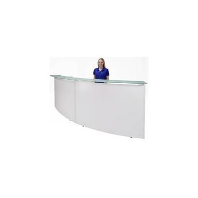 2-Person Standing Height Curved Glass Top Reception Desk in White or Charcoal