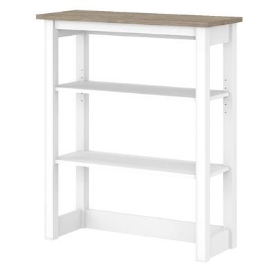 Bush Furniture Mayfield Tall Hutch Organizer in Pure White & Shiplap Gray - MAH131GW2-03