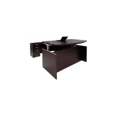 Mocha Adjustable Height Bow Front U-Shaped Desk